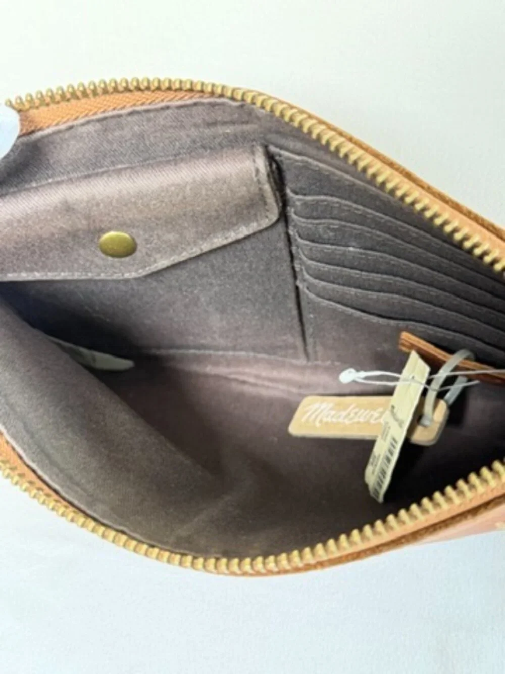 MADEWELL Leather Pouch Gold Southwest Symbols Chestnut Brown NWT